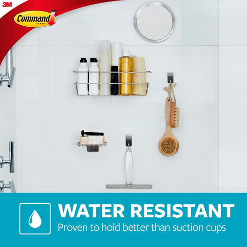Command Water-Resistant Adhesive Refill Strips - Large (Pack of 12) for Bathroom Hooks & Shower Caddies