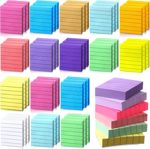 PerKoop 48 Pads, 4800 Sheets Mini Lined Sticky Notes, 1.5 x 2 Inch Bright Assorted Color Self Adhesive Memo Pads