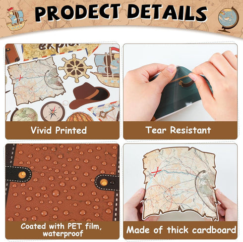 Travel The Map Bulletin Board Cutouts with Motivational Sign for Kids Let's Explore Voyage Classroom Decor