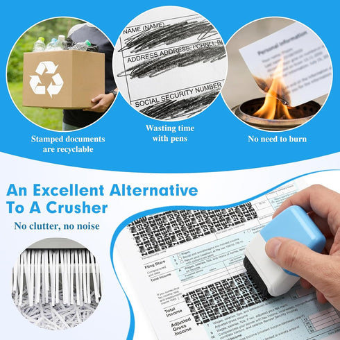 ZASZO 2 Pack Identity Theft Protection Roller Stamp, Protect Your ID Theft Protection Roller Stamp, Confidential Stamp