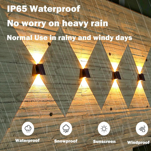 ASLIDECOR Solar Wall Lights, UP and Down Warm White Fence Lighting, Waterproof Deck Step Light for Outdoor