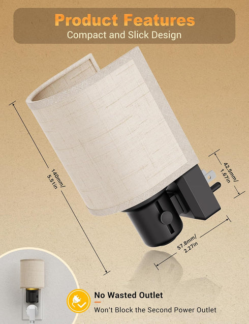 Dimmable, 3000K 0-100LM JandCase Night Lights Plug into Wall, LED Night Light Nightlight with Auto On Off Light Sensor