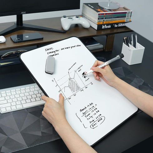 Double Sided Weekly Dry Erase Board with Stand, 16"x12", To-Do List Calendar White Board for Home Office