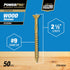 Power Pro 42481 Wood Screws - #9 x 2-1/2", Epoxy Coated, Coarse Thread, Outdoor Rust Resistant, 50pcs
