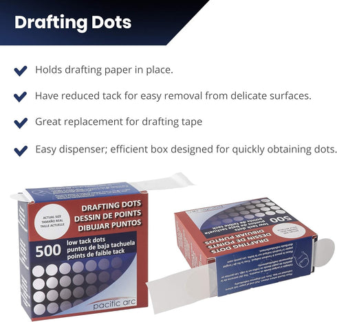 Pacific Arc Professional Blank Drafting Dots, 7/8", Roll of 500 Dots per Box