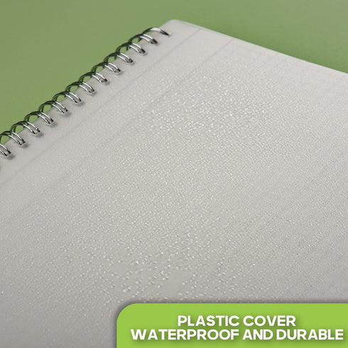 TWONE Spiral Graph Paper Notebook, 60 Sheets, 7" x 10", Transparent Plastic Cover for Home, School, Math
