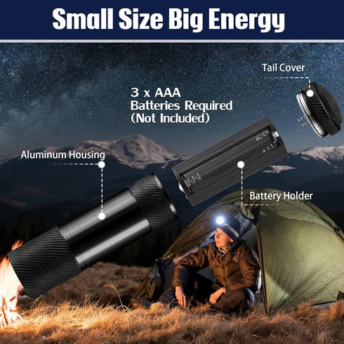 20 VIHOSE Pcs Mini Flashlights Bulk, Bright Aluminum Handheld Flash Light with Lanyard Small LED Flashlights for Night