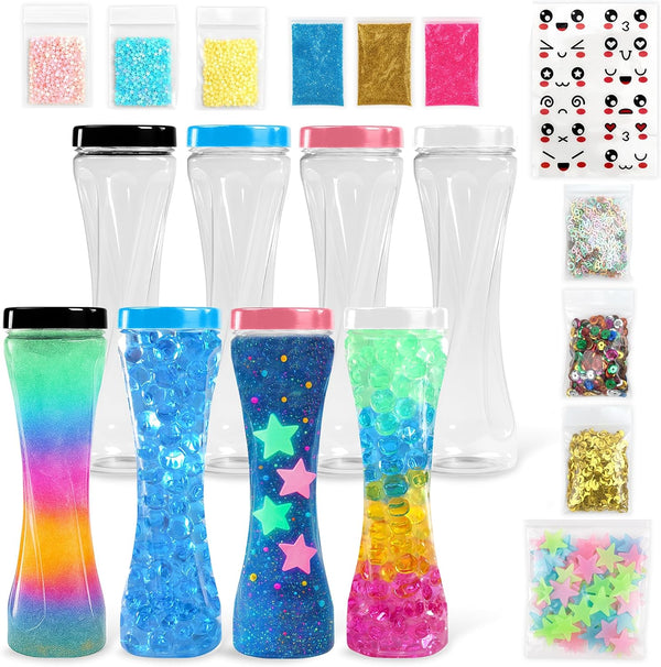 Sensory Bottle Kit 8 Leakproof 10 oz Plastic Bottles with Caps Calm