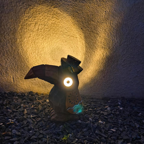Solar Tiki Statue-Woodpecker Bird, Hawaiian Garden Outdoor Light Sculptures & Statues for Patio Pool Yard