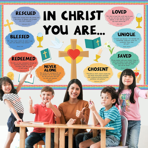 Christian Jesus Bulletin Board Decoration Set, Religious Cross Bible Borders and Inspirational Cutouts