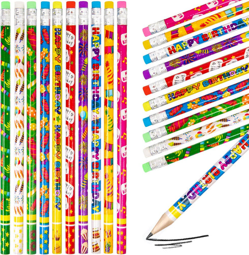Fancy Land Happy Birthday Pencils, 50PCS Wooden Pencils with Eraser, Classroom Teacher Award for Kids