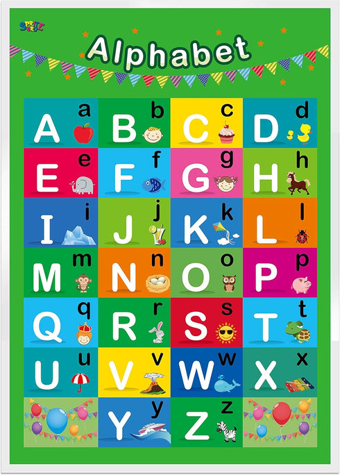 SpriteGru Educational Posters for Toddlers, Alphabet and Numbers 1-100, 2 Laminated, 16x12 inch