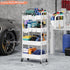 Aofure 4 Tier Rolling Cart Metal with Wheels, White Four Tiered Rolling Storage Cart on Wheels, Utility Roller Carts