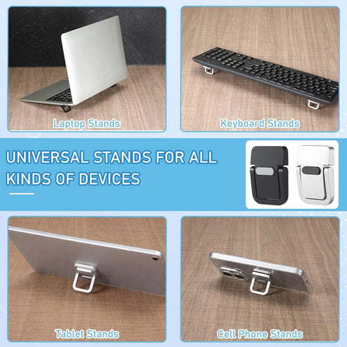 Skrfren 4pcs Portable Keyboard Riser, Mini Foldable Laptop Stand for Desk Self-Adhesive Plastic Invisible Laptop Feet