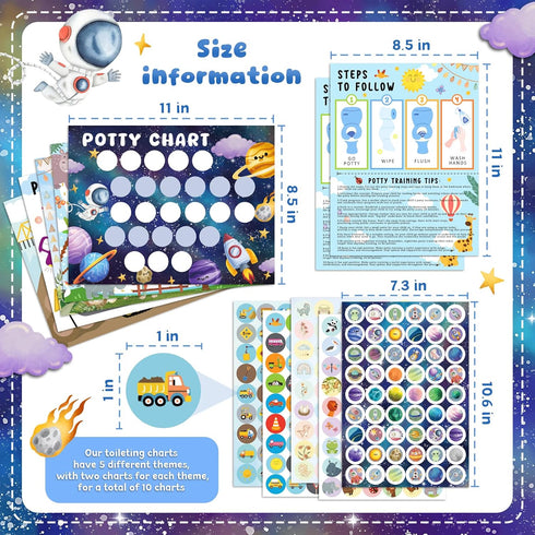 underbartliv 17 Set, 5 Potty Training Chart for Boys, PCS Potty Training Sticker Chart Cute Themes Potty Chart