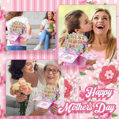 Mooliwe 6 Pack 3D Mother's Day Thank You Card Sunflower Pop up Card Mom Floral Greeting Cards Paper Flowers Bouquet