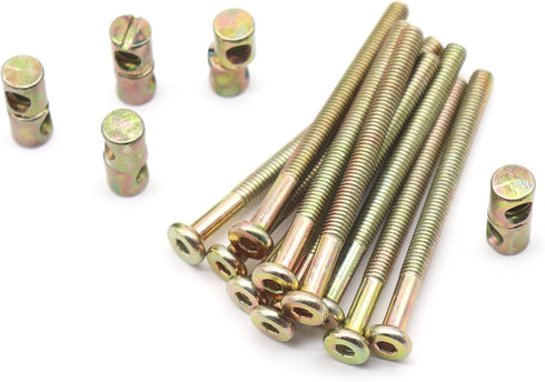 binifiMux 10-Pack M6 x 75mm Furniture Crib Baby Bed Bolt & Barrel Nut, Zinc Plated