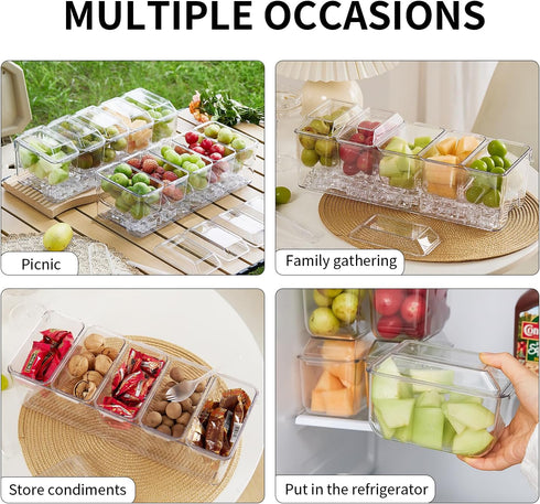 Set Party15.3" 5 Set 5 2 (5 1 pack) Chilled Condiment ServerTaco Bar Serving for Condiment Serving Platters
