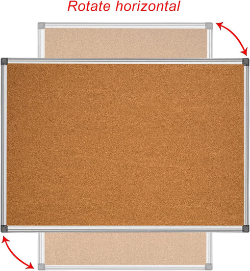 BIBOC 24 x 36 inches Cork Board, Bulletin Board, Felt Board for Homes or Offices with Silver Frame
