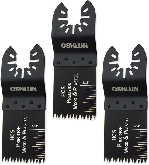 Oshlun MMC-1003 1-1/3-Inch Precision Japan HCS Oscillating Tool Blade, 3-Pack with Quick-Fit Arbor