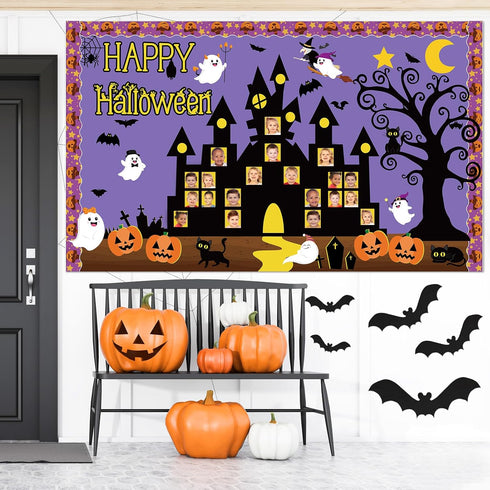 Halloween Bulletin Board Decorations, DIY Photo Crafts Set, Trick or Treat Pumpkin Bat Witch Cutouts