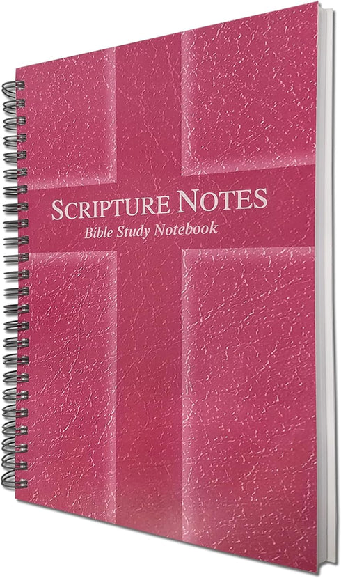 G.T. Luscombe Company, Inc. Scripture Notes, Bible Study, 9 x 5.5 inch, Spiral Bound, 100 Double-Sided Page, Hardboard Cover, Lined Notebook with Prompts and Text Boxes, Rose