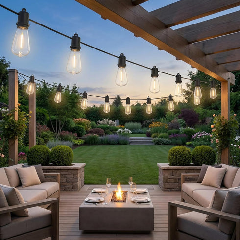 25FT 13 ST38 Bulbs, Dimmable LED Outdoor String Lights, Shatterproof Edison Waterproof Patio Decor for Outside, Bistro