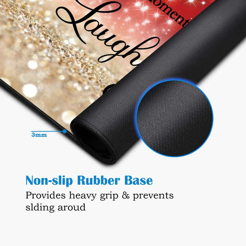 Desk Pad Gaming Mouse Pad with Coasters, 31.5"x 11.8" Large Non-Slip Rubber Base Mousepad, Red Glitter Quote