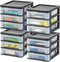 IRIS USA Plastic Stacking Desk Top 3-Drawer Storage Organizer, 4-Pack for Crafts, Office, and Small Organization
