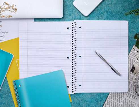It's Academic College-Ruled Spiral Notebook, 1-Subject, 80 Sheet, Metallic Purple and Teal, 4 Pack