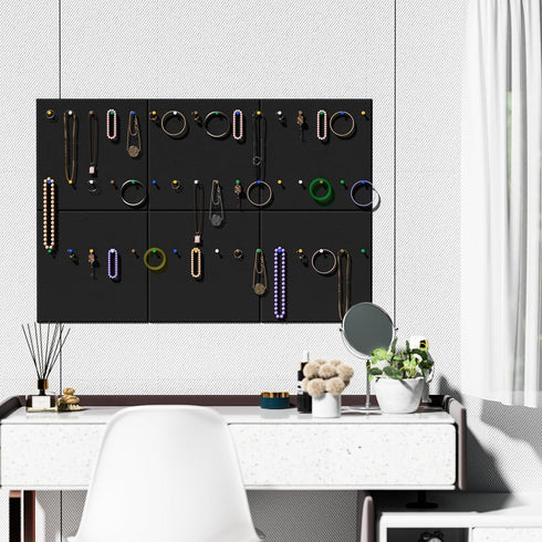 MaxGear Large Cork Board for Wall, 36" x 24", Black Bulletin Board, 6 Pack Felt Wall Tiles with Pushpins