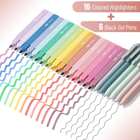 Mr. Pen Aesthetic Highlighters and Gel Pens, 22 Pack Assorted Colors Bible Highlighters No Bleed