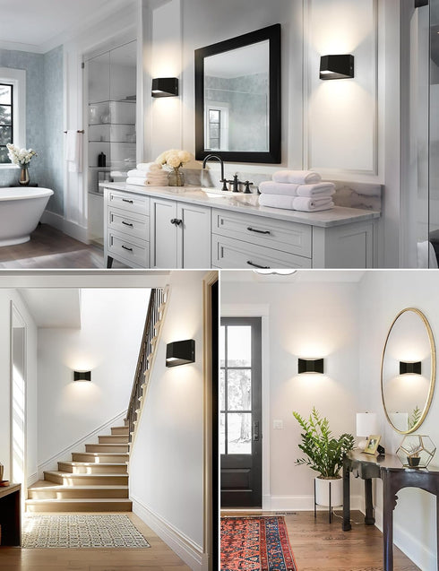 5CCT LED Battery Operated Wall Sconce, Remote Control Adjustable Wall Lamp, Up Down Wall Mount Lights for Hallway
