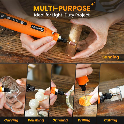 5-Speed 69 3.7V HARDELL Mini Cordless Rotary Tool, and USB Charging Rotary Tool Kit with Accessories, Multi-Purpose