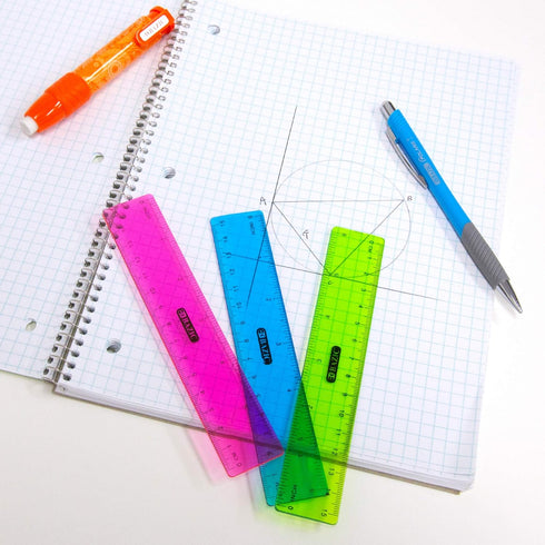 BAZIC Plastic Ruler 6" (26cm), Inches Centimeter Metric Measuring Drafting Rulers, 3/Pack, 1-Pack