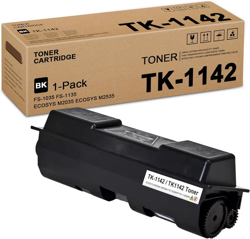 TK1142 TK-1142 Black Toner Cartridge Replacement for Kyocera FS-1035, 1-Pack for M2035, M2535 Printers