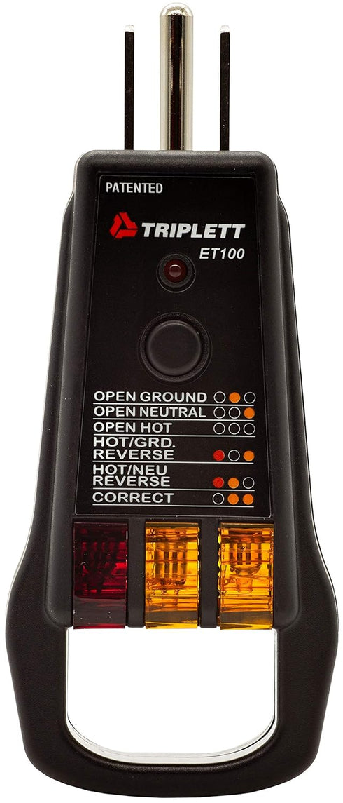 Triplett ET100 GFCI Outlet/Receptacle Tester with 5 Visual Indicators