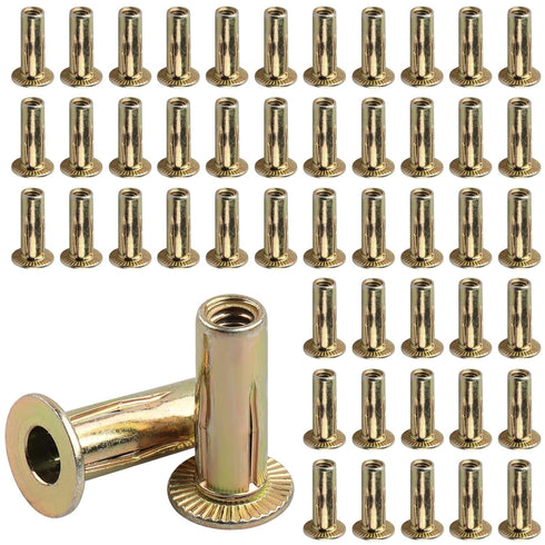AOKLIT 50 Pcs Multi Grip Rivet Nut Kit, 1/4-20 Rivet Nuts Carbon Steel