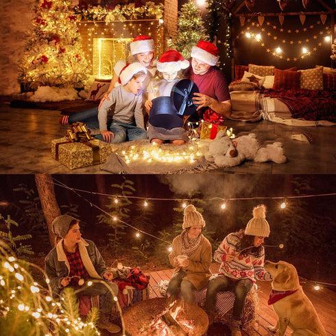 LIOPEED 42ft 120 IP65 8 Led Battery Powered String Lights, Waterproof Modes Twinkle Fairy Lights with Timer