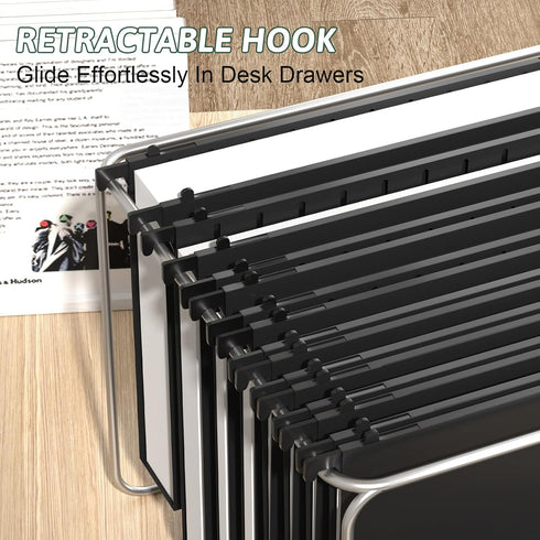 Plastic Hanging File Folder, Letter Size, 12 Pack, Reinforced with 2 Inch Expansion, Black