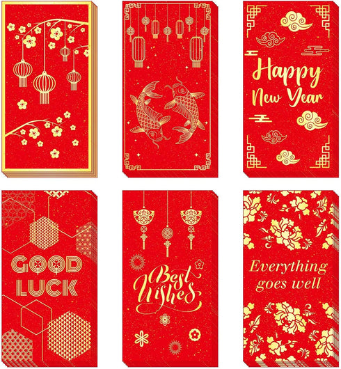 Henoyso Chinese Red Envelopes, 36 Pack, 3.5 x 6.7'' CNY Red Pocket Envelopes for New Year Celebrations