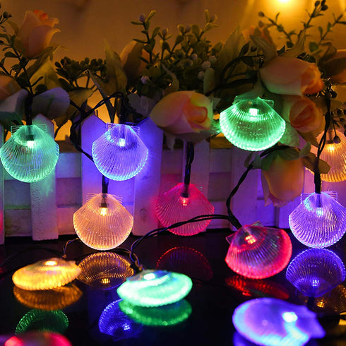 SNOMYRS Solar String Lights Outdoor Shell Fairy Tale String Lights with 30LED 21Ft Natural Seashell String Lights for Party Wedding Garden Christmas Room Porch Decor Multicolor by SNOMYRS