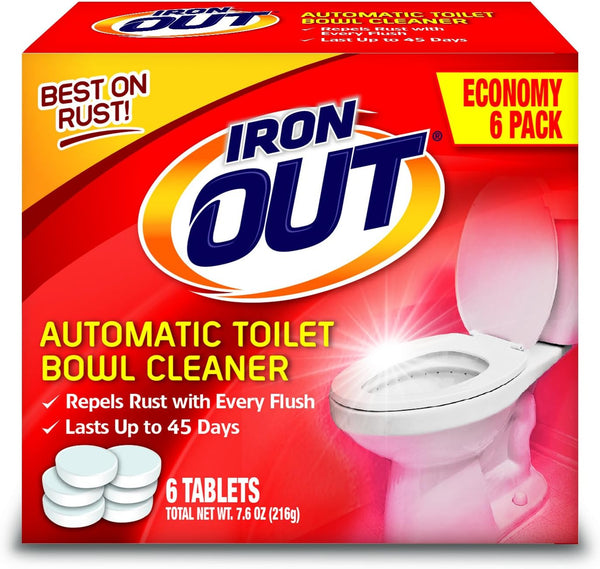 Iron OUT Automatic Toilet Bowl Cleaner, Pack of 1, 6 Tablets, Repel Rust and Hard Water Stains