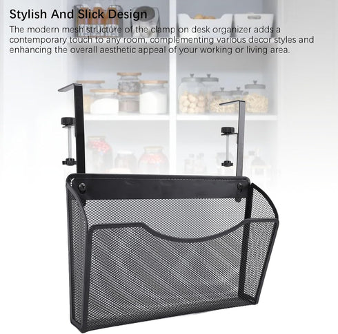 ZJchao Desk Side Storage Organizer Adjustable Mesh Hanging Desk Organizer Carbon Steel and PP for Office School
