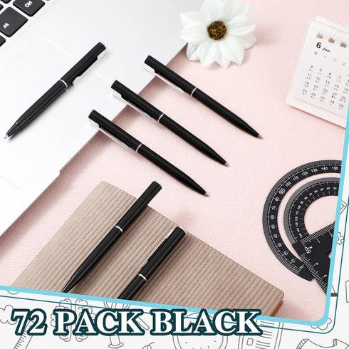 Teling 72 Pcs Small Ballpoint Pen, Mini Pens Bulk, 4 Inch Short Pens for Notebook, Pockets, School Office (Black)
