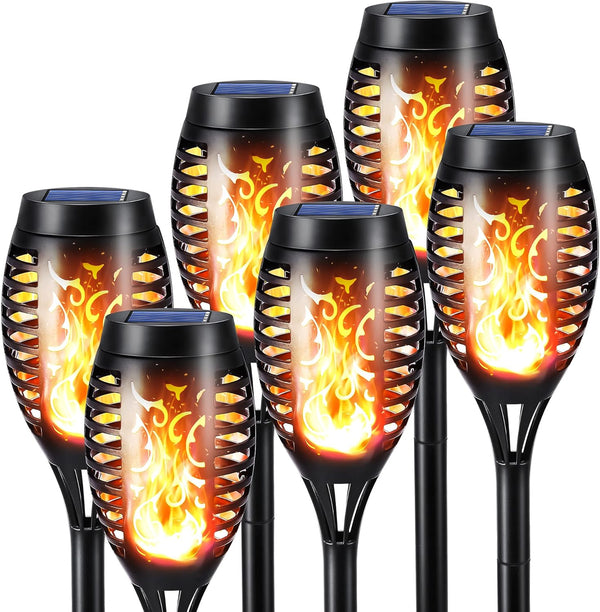 Toodour Solar Torch Flame Lights, 6 Pack Solar Lights Outdoor with Flickering
