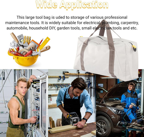 Tool Bag with Large Capacity Storage, Wear Resistant and Portable, 20in Wide Mouth for Auto Repair and Woodworking