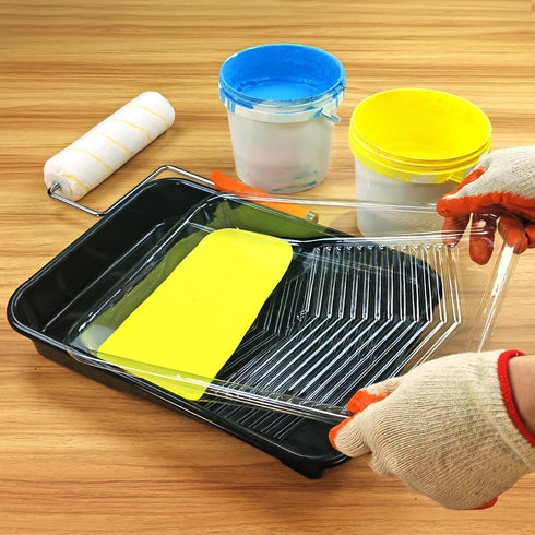 9 Inch Set, 15-Pack, 12 Great Andrew Paint Tray Plastic Paint Tray with Textured Tray Liners, Paint Roller Liners Kit