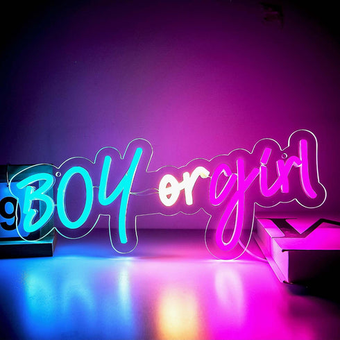 15.7 6.5 Inches,JTLD101 Boy or Girl Neon Signs for Wall Decor,Boy or Girl Led Neon Light,Gender Reveal for Pregnancy