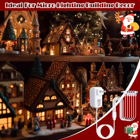 Umigy 2 4.5v White(6 Pcs Power Adapter Compatible with Lemax Lighted Accessory Ac Dc Power Adapter for Christmas